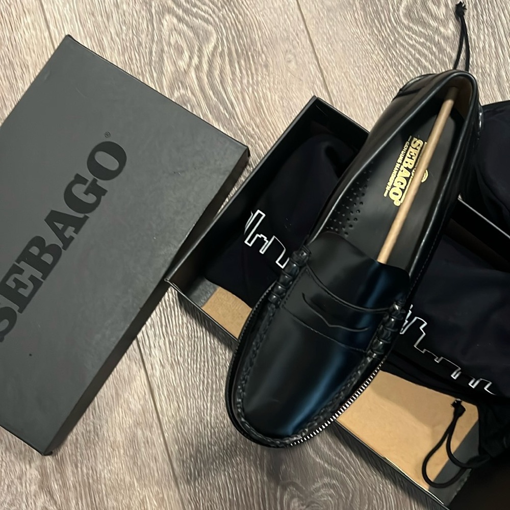 Sebago Black Leather Dan Loafers